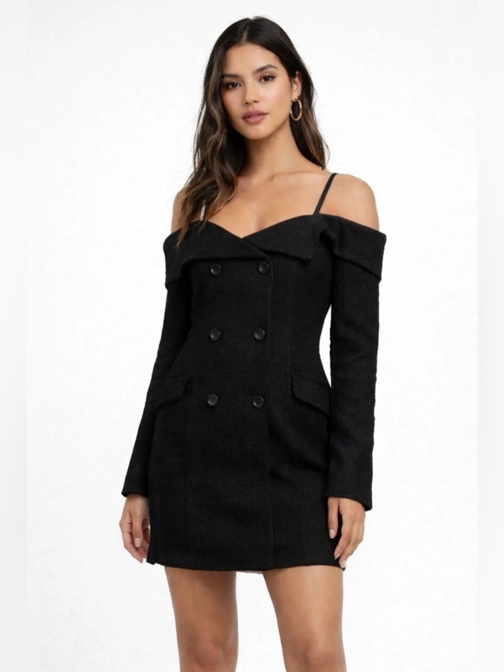 Black Off Shoulder Blazer Mini Dress NWT | Reveuse | S